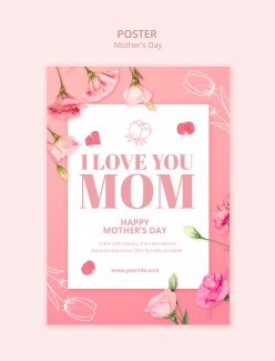 粉色极简风格母亲节主题海报设计