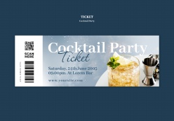 鸡尾酒派对活动入场券PSD模板