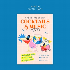 鸡尾酒派对宣传单A5模板
