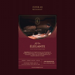高档餐厅宣传单页A5模板设计