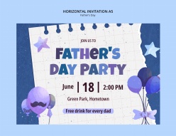 紫色水彩风格父亲节主题活动邀请A5