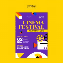 卡通插画风格电影节传单A5模板