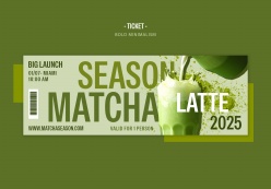 绿色抹茶饮品票券PSD模板