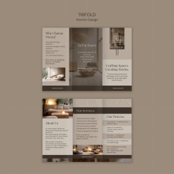 室内设计宣传三折页正反面模板