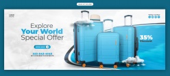 环球旅行折扣促销横幅设计素材