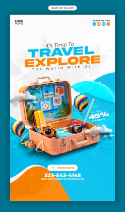 环球旅行折扣促销海报设计源文件