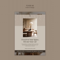 室内设计宣传单页A5模板设计