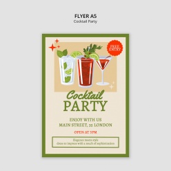 卡通插画风格鸡尾酒派对A5传单