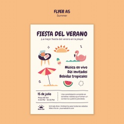 卡通插画元素夏日传单A5模板设计