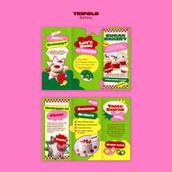 烘焙糕点美食三折页PSD模板