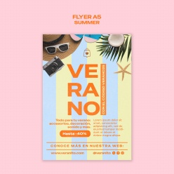 夏日度假主题折扣传单A5模板设计