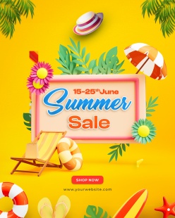 夏季大促主题宣传海报PSD分层素材