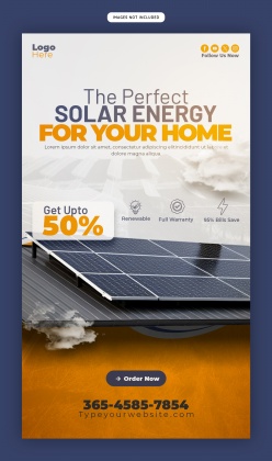 新能源太阳能板折扣促销海报设计