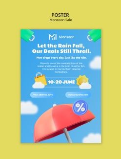 雨具促销折扣海报PSD源文件设计