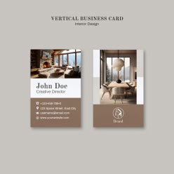 创意室内设计师竖版名片PSD模板