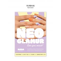 彩色时尚美甲宣传单页A5模板