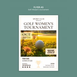 女性高尔夫球运动传单A5模板