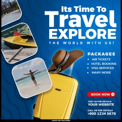 旅行时光活动预定方形海报设计