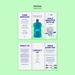 牙科诊所三折页宣传册psd模板设计