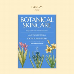 蓝色风格花卉主题传单A5模板设计