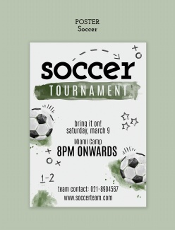 水彩风足球运动海报设计素材