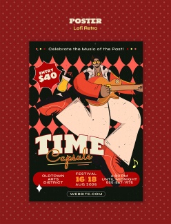 电音节卡通插画风格海报PS素材