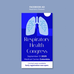 蓝色风格呼吸道疾病宣传广告模板