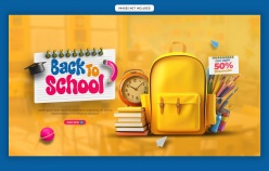 黄色风格开学季返校主题横幅设计