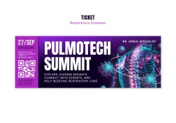 呼吸疾病科普宣传讲座票券PSD模板