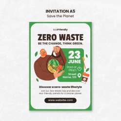 保护地球植物主题邀请A5模板设计