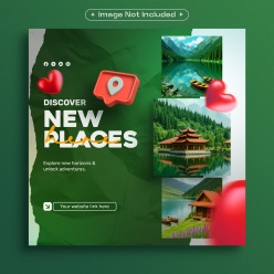 旅行景点宣传介绍方形海报ps素材