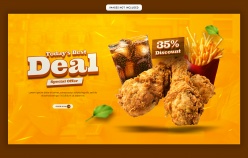 炸鸡腿薯条可乐美食折扣横幅设计