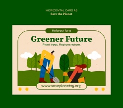 保护地球生态植物主题卡片A5模板