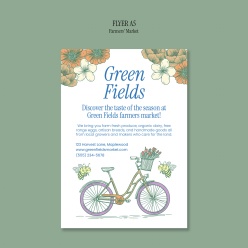 手绘风格绿色农场宣传单页A5模板设计