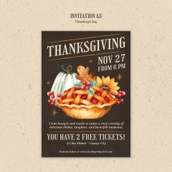 感恩节主题活动邀请传单A5模板设计