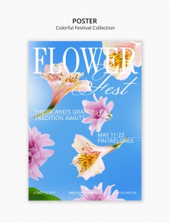五彩缤纷花卉节宣传海报设计