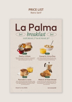 复古风格餐点美食价目表设计