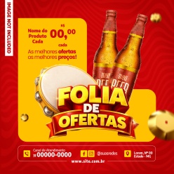 啤酒折扣正方形海报分层素材