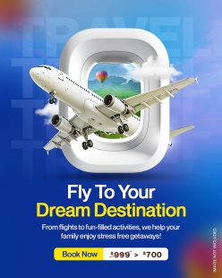 特价飞机旅行预定海报PSD素材