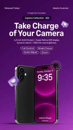 紫色风格手机新品促销宣传海报设计