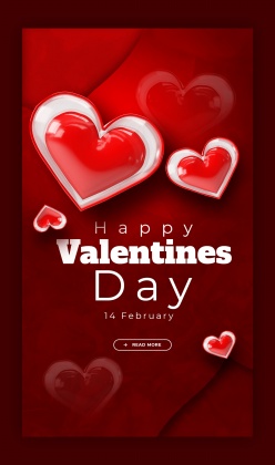 红色爱心情人节主题海报设计源文件