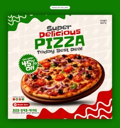 美味披萨折扣海报PSD模板