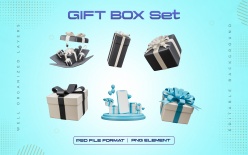 各种3D礼盒PSD分层素材