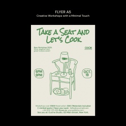 极简手绘风格餐饮传单A5模板