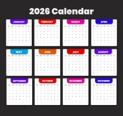 2026年全年月历源文件素材