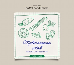 极简手绘蔬菜元素标签设计