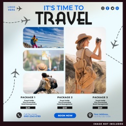 航空旅行时光主题方形海报宣传设计