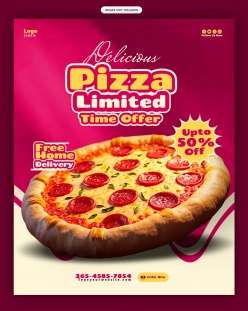 美味披萨折扣海报招贴PSD素材