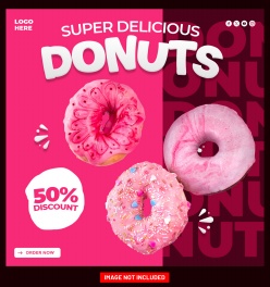 美味甜甜圈美食主图PSD素材