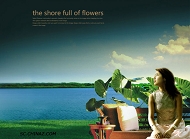 韩国广告美女PSD模板